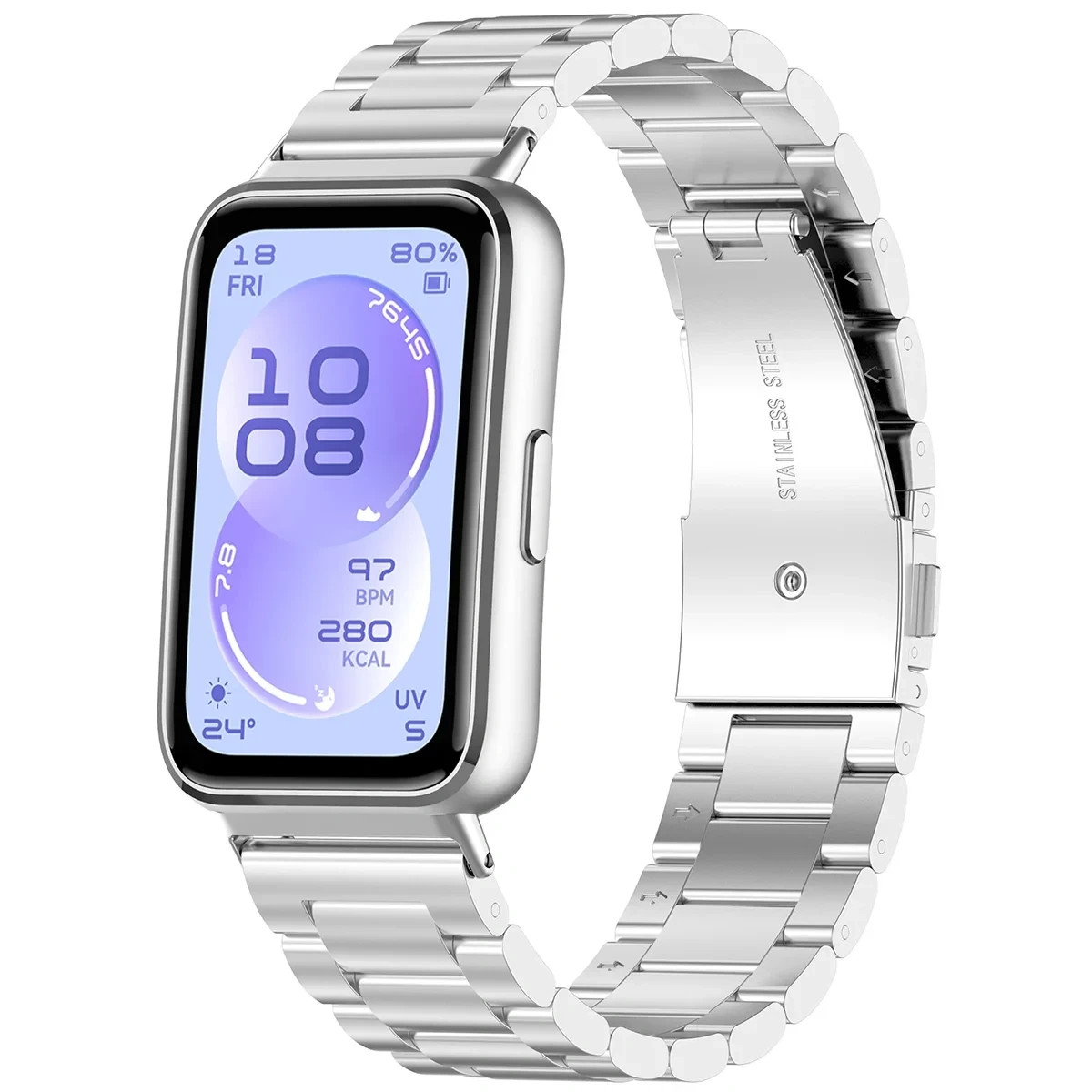 Kryt Bizon Strap Watch Aura Huawei Band 11 / 11 Pro, silver