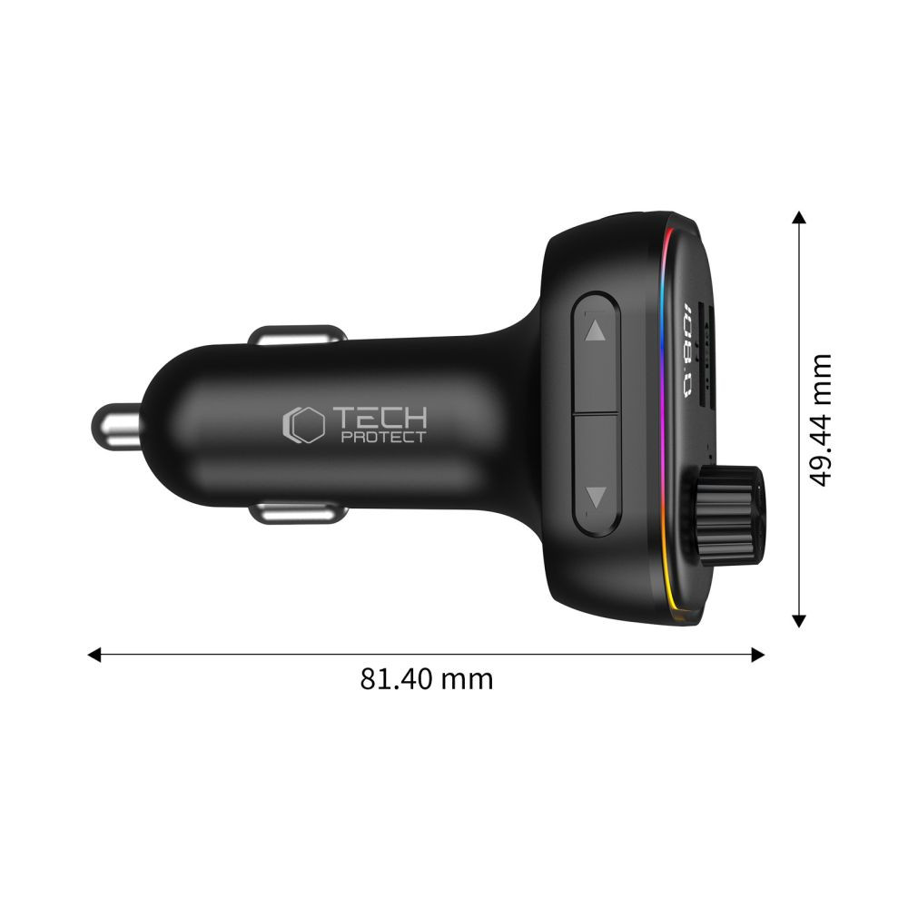 Kryt Tech-Protect CC07 3-port Car Charger PD 54W + Transmiter FM Bluetooth Black