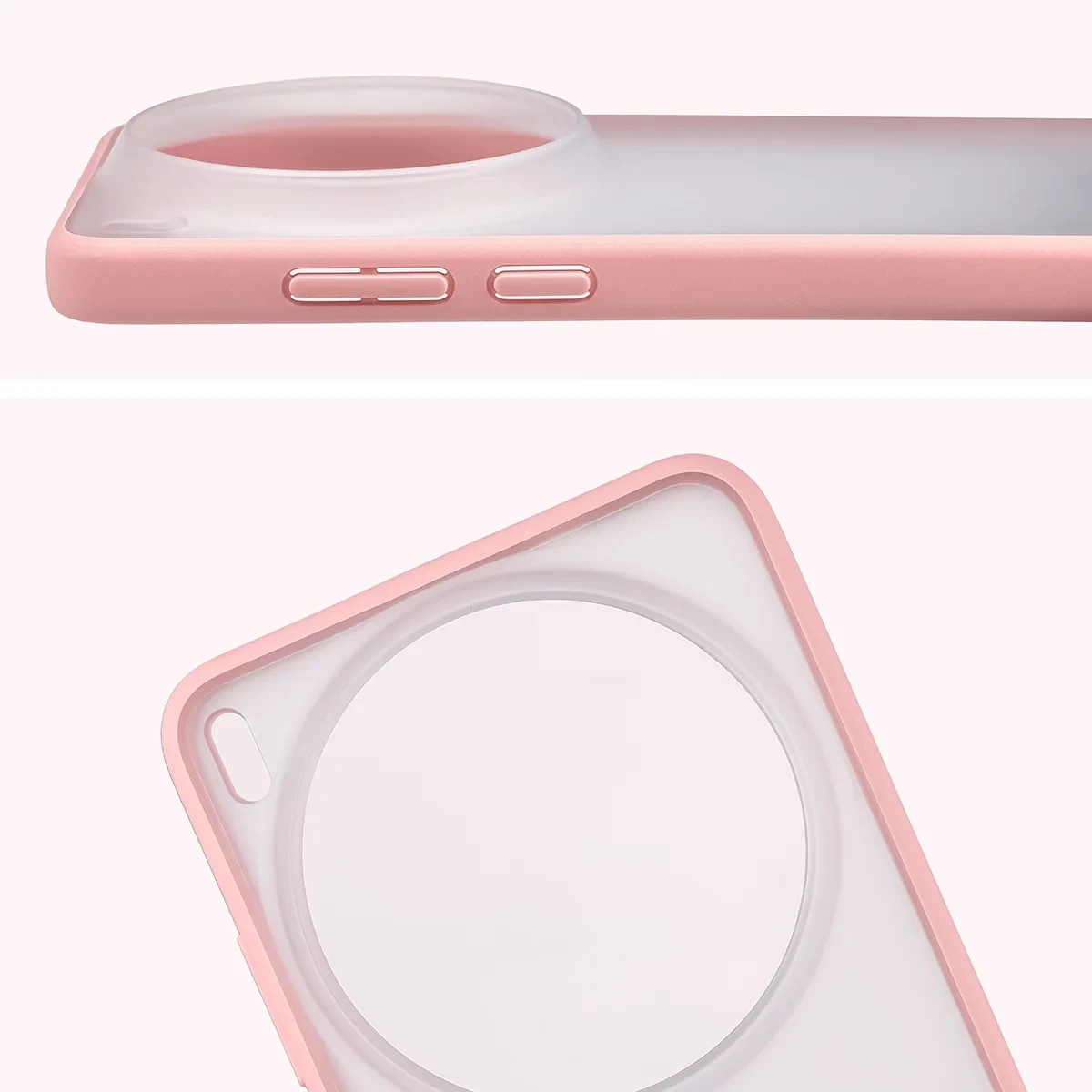 Kryt Bizon Case Angelo Vivo X300 Ultra, semi-transparent with a light pink frame