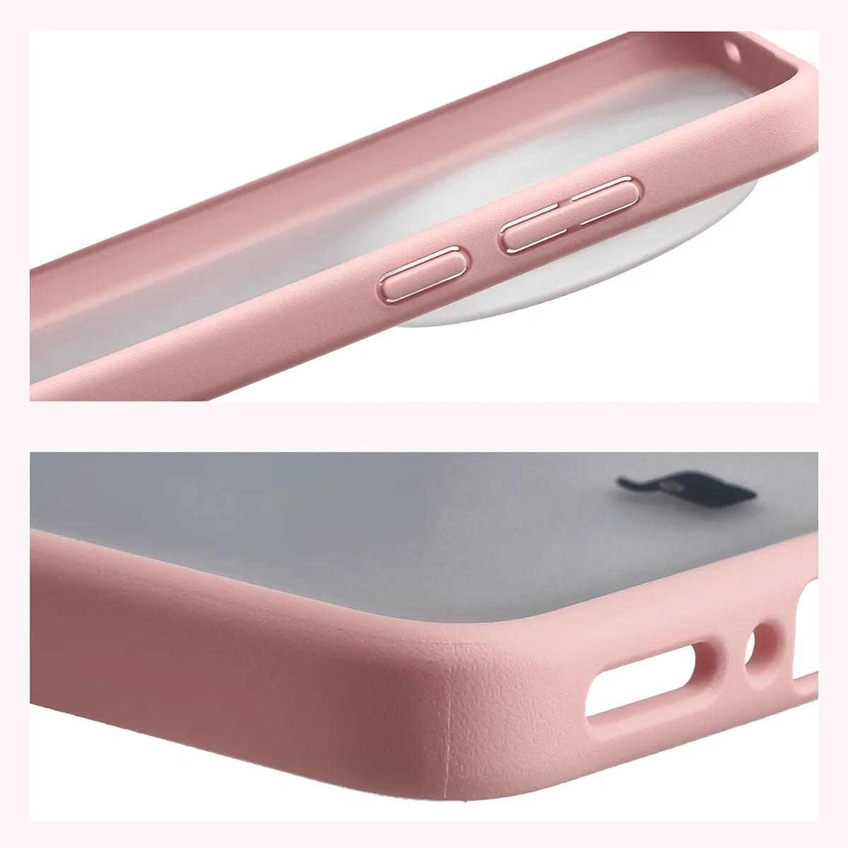 Kryt Bizon Case Angelo Vivo X300 Ultra, semi-transparent with a light pink frame