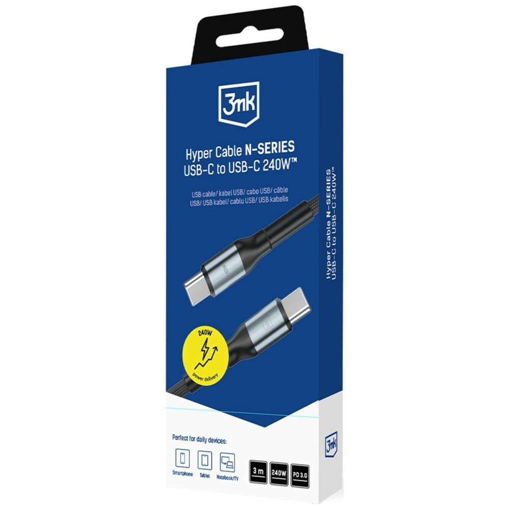 3MK Hyper Cable N-SERIES USB-C / USB-C 3m 48V/5A 240W black