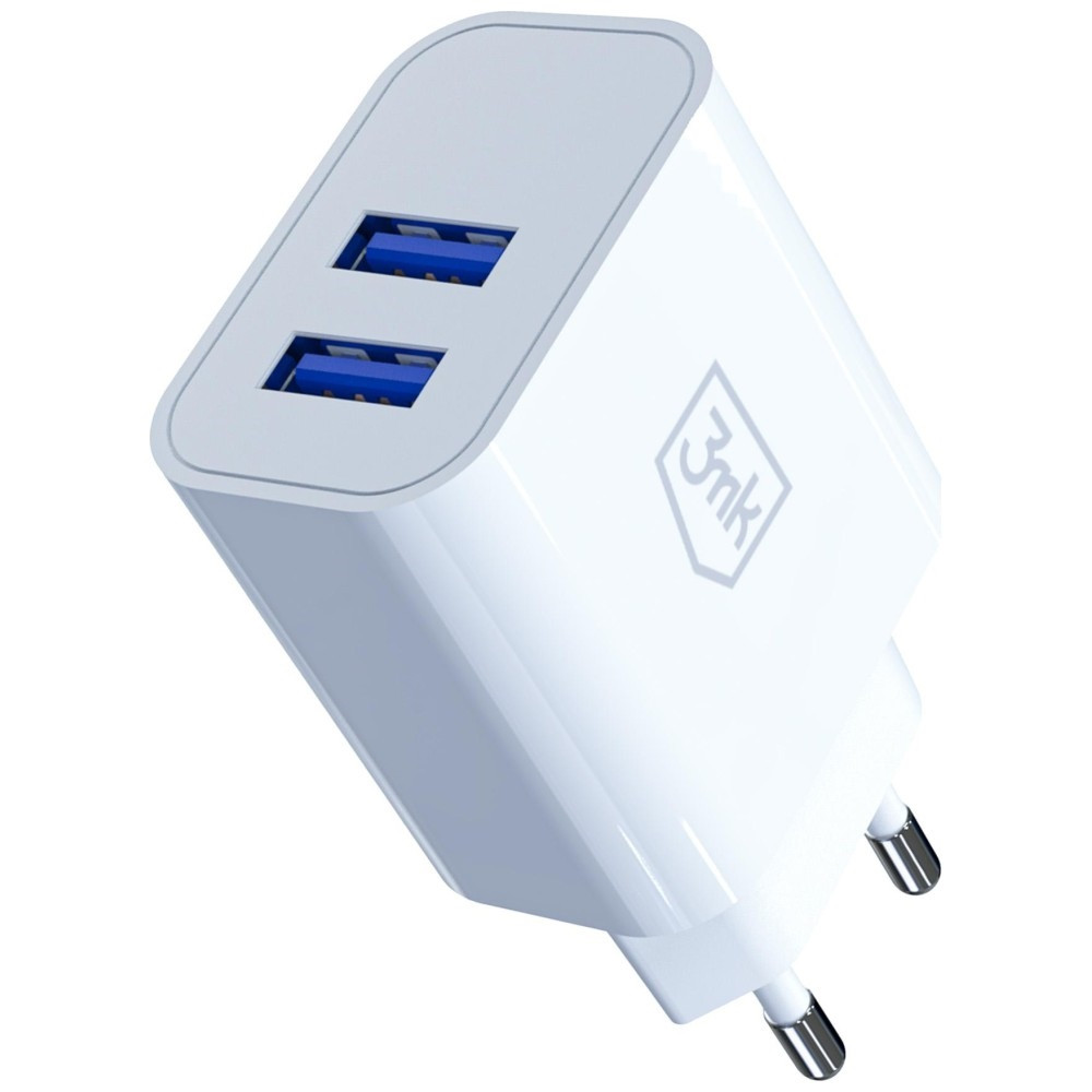 Síťová nabíječka 3MK FlowPower  2xUSB-A 10W 2.4A white