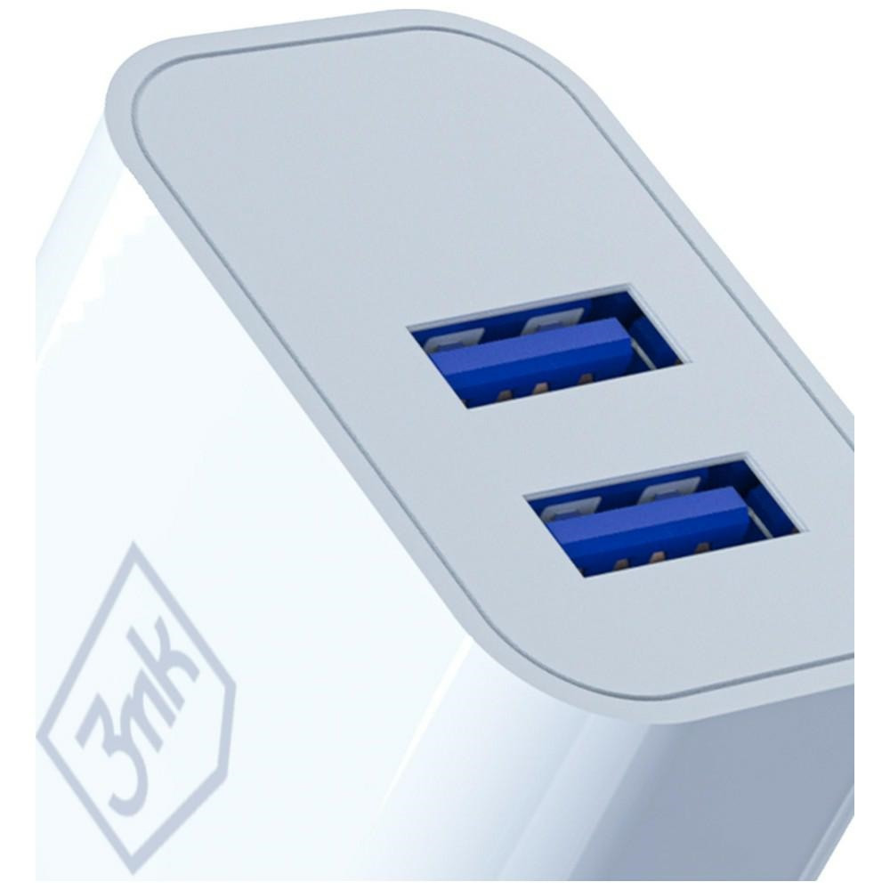Síťová nabíječka 3MK FlowPower  2xUSB-A 10W 2.4A white