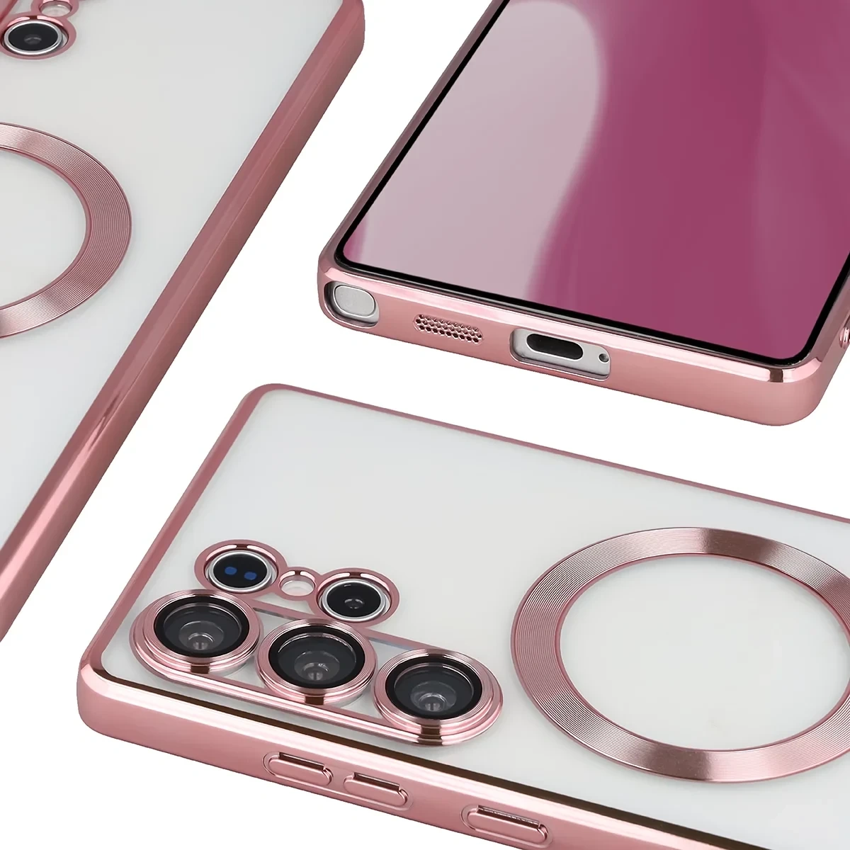 Kryt Bizon Case GuardO Magnetic Samsung Galaxy S25 Ultra, transparent-pink