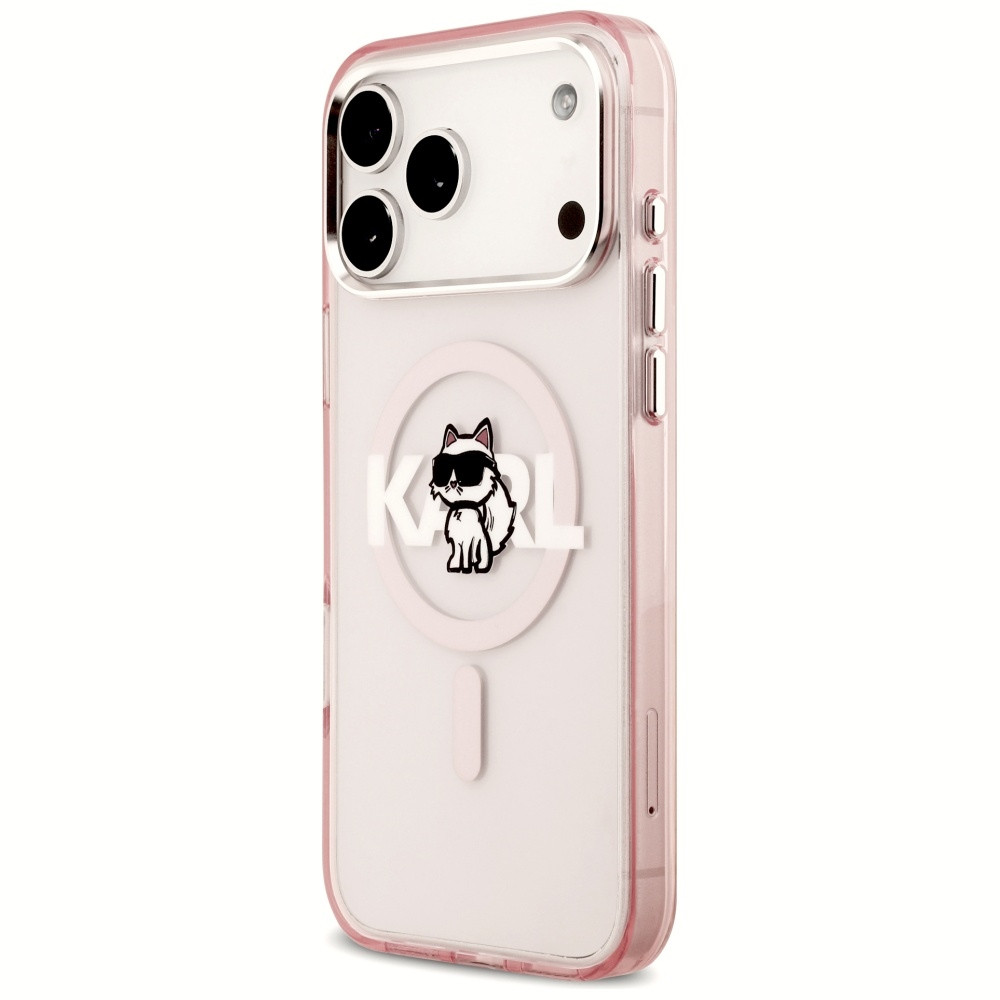 Kryt Karl Lagerfeld IML Choupette Sketch Logo MagSafe Apple iPhone 17 Pro Max pink