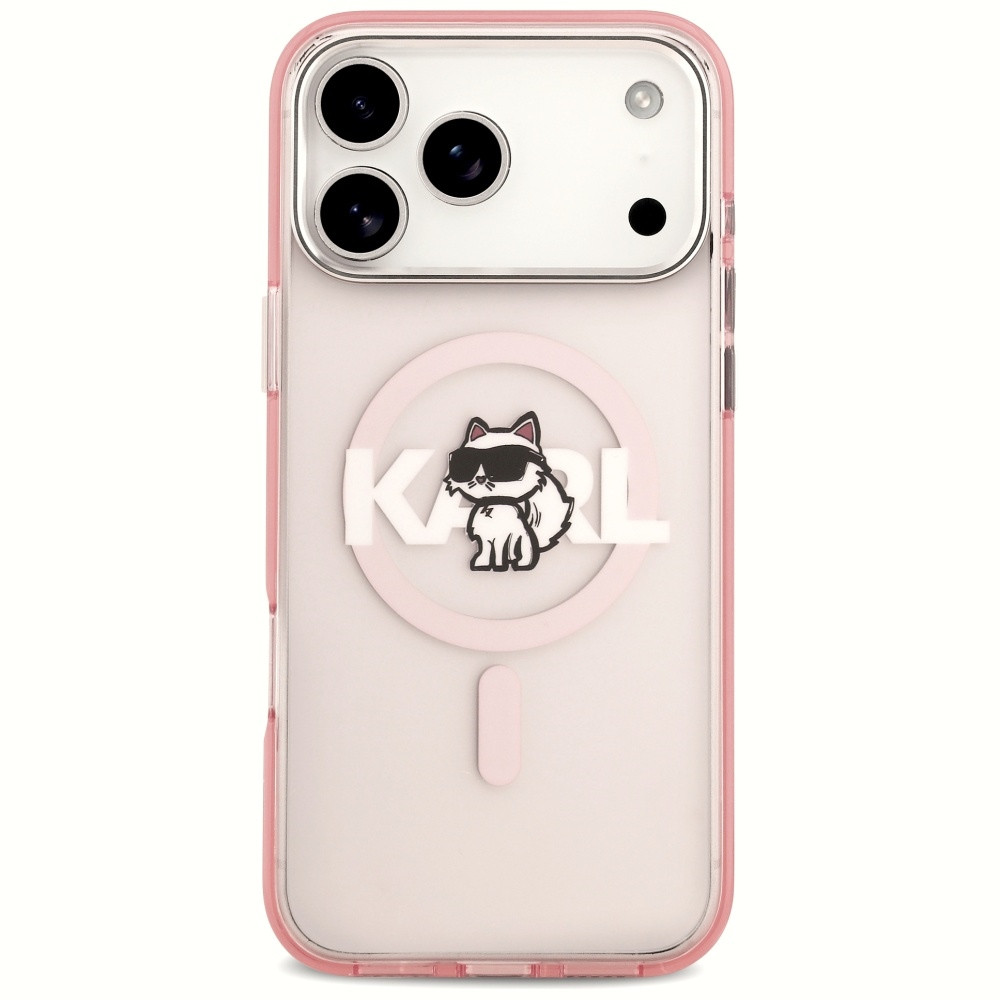 Kryt Karl Lagerfeld IML Choupette Sketch Logo MagSafe Apple iPhone 17 Pro Max pink