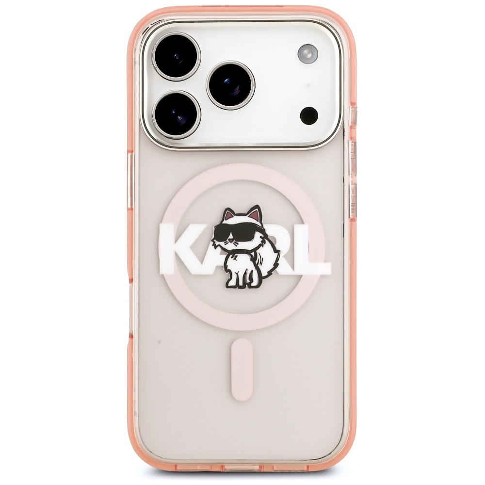 Kryt Karl Lagerfeld IML Choupette Sketch Logo MagSafe Apple iPhone 17 Pro pink