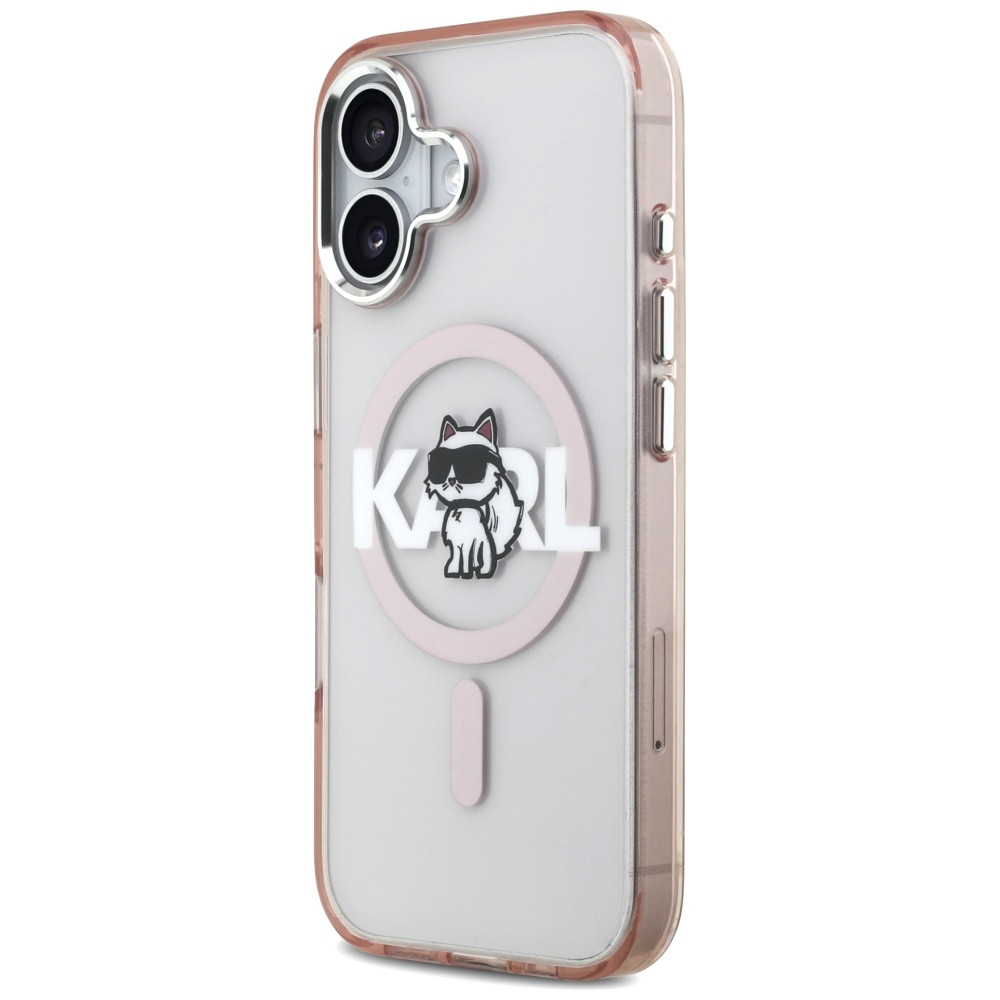 Kryt Karl Lagerfeld IML Choupette Sketch Logo MagSafe Apple iPhone 17 pink