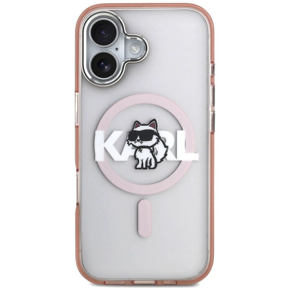 Kryt Karl Lagerfeld IML Choupette Sketch Logo MagSafe Apple iPhone 17 pink
