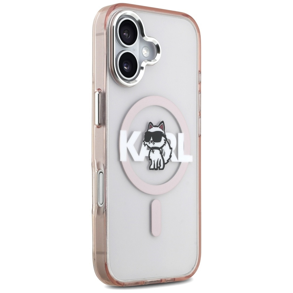Kryt Karl Lagerfeld IML Choupette Sketch Logo MagSafe Apple iPhone 17 pink