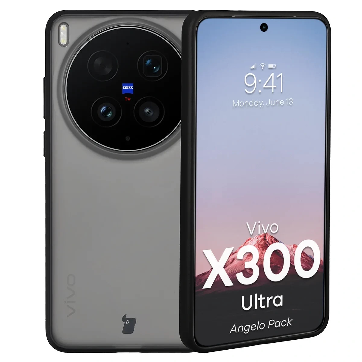 Kryt Bizon Angelo Pack Vivo X300 Ultra, smoked with a black frame