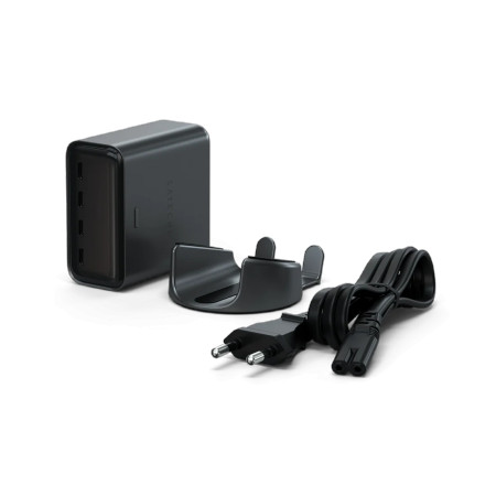 Síťová nabíječka Satechi ChargeView GaN 140W with Display, 4xUSB-C (space black)