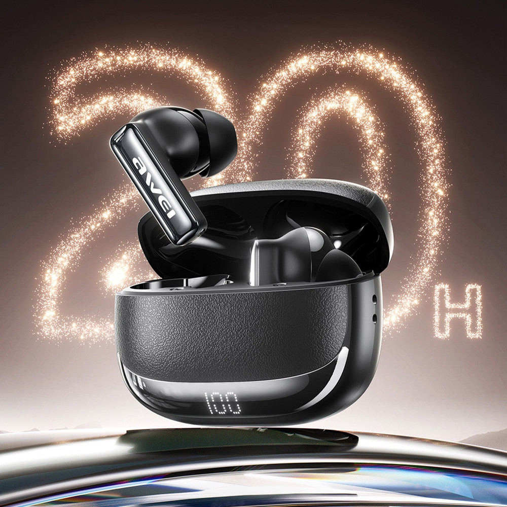 Sluchátka AWEI TA19 ANC Wireless in-ear Bluetooth 6.0 TWS + docking station black