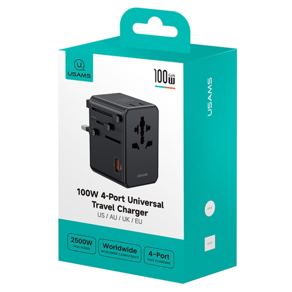 Síťová nabíječka USAMS 4w1 Universal Travel Charger T72 65W US/AU/EU/UK black