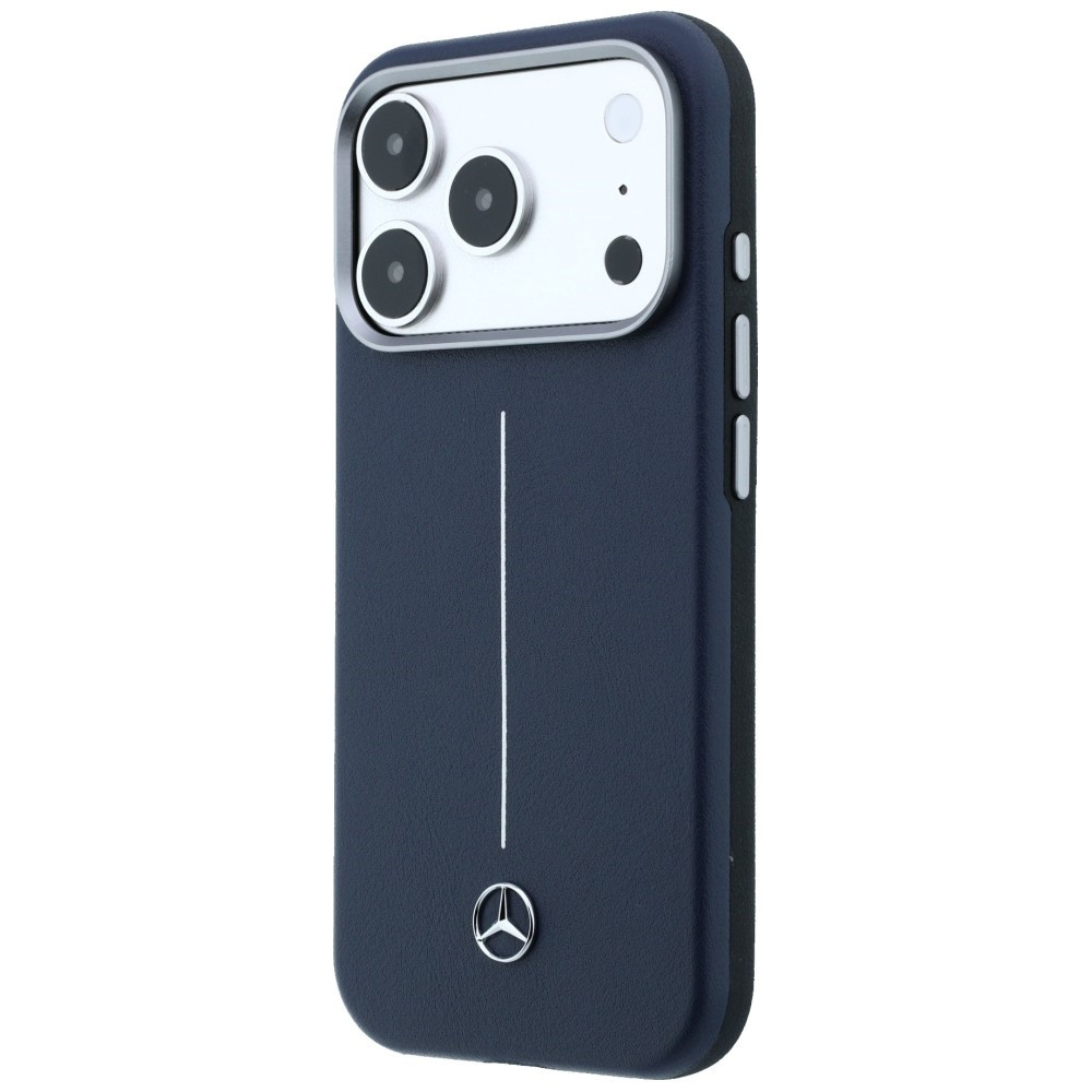 Kryt Mercedes Leather Semi Wrap Iconic Line MagSafe Apple iPhone 17 Pro navy blue