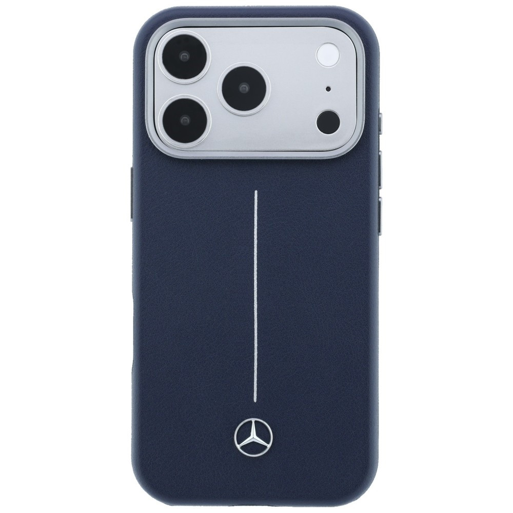 Kryt Mercedes Leather Semi Wrap Iconic Line MagSafe Apple iPhone 17 Pro Max navy blue