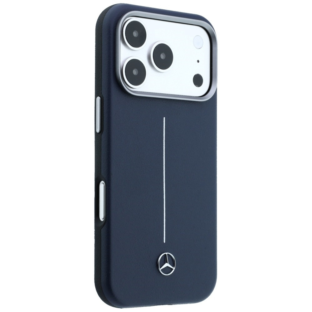Kryt Mercedes Leather Semi Wrap Iconic Line MagSafe Apple iPhone 17 Pro Max navy blue