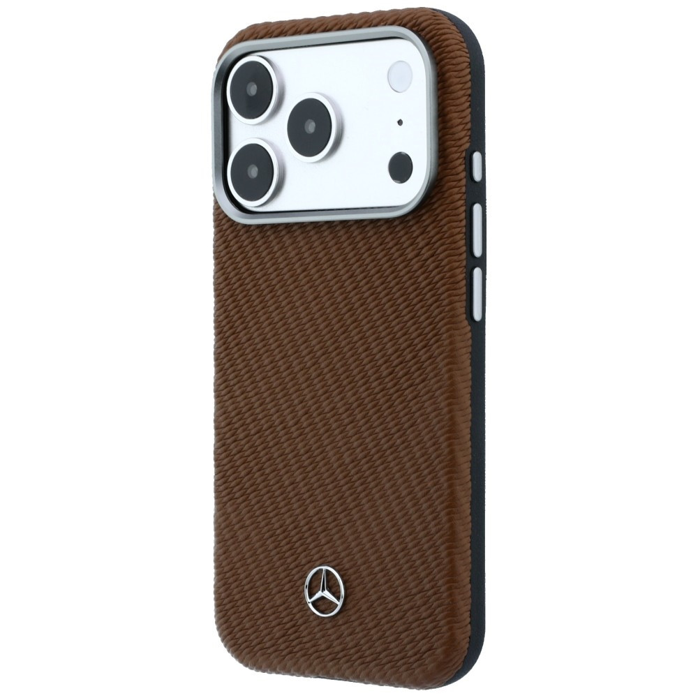 Kryt Mercedes Leather Semi Wrap Wood Effect MagSafe Apple iPhone 17 Pro camel
