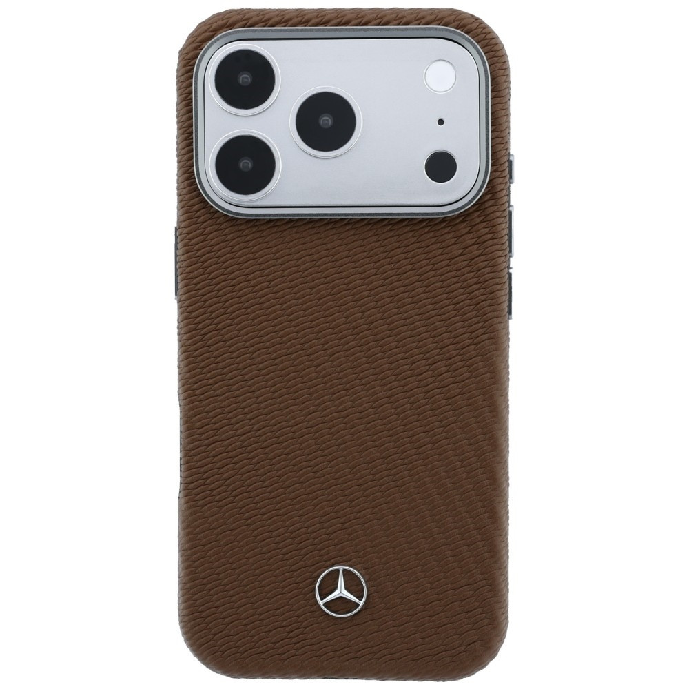 Kryt Mercedes Leather Semi Wrap Wood Effect MagSafe Apple iPhone 17 Pro camel