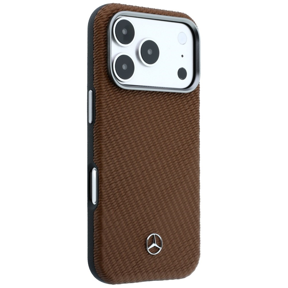 Kryt Mercedes Leather Semi Wrap Wood Effect MagSafe Apple iPhone 17 Pro camel