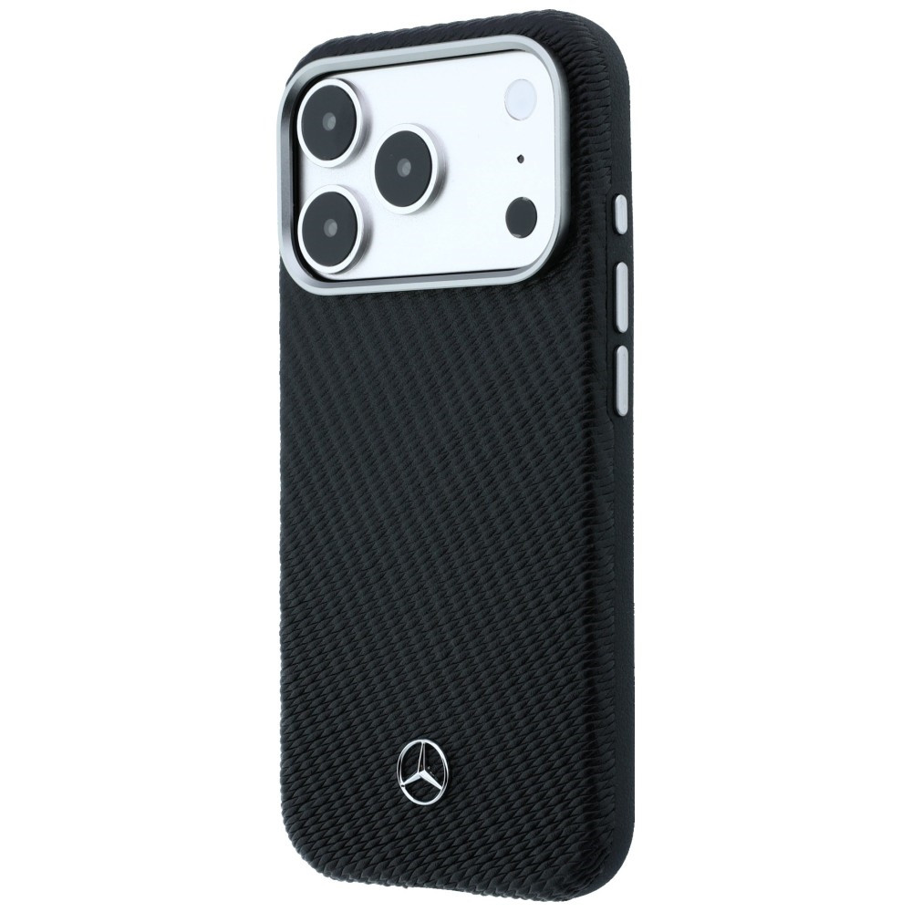 Kryt Mercedes Leather Semi Wrap Wood Effect MagSafe Apple iPhone 17 Pro black