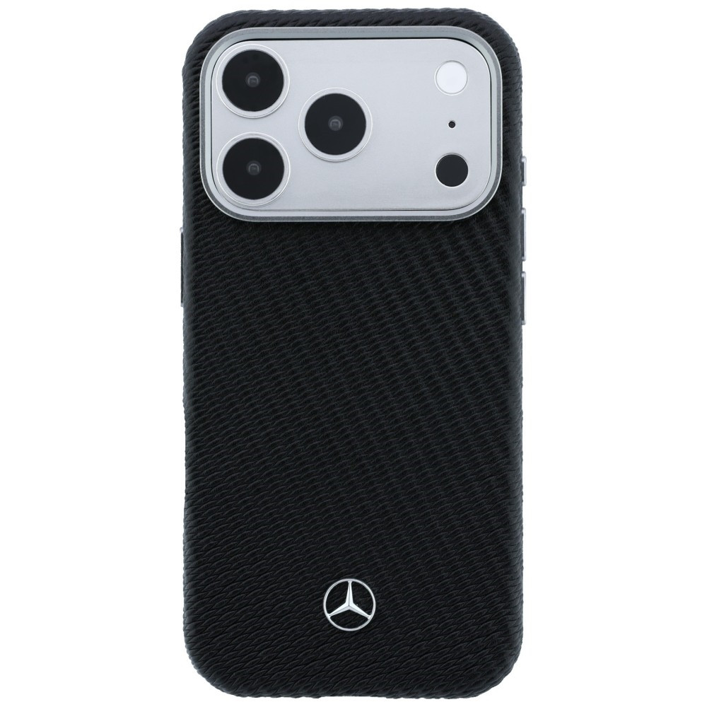 Kryt Mercedes Leather Semi Wrap Wood Effect MagSafe Apple iPhone 17 Pro black