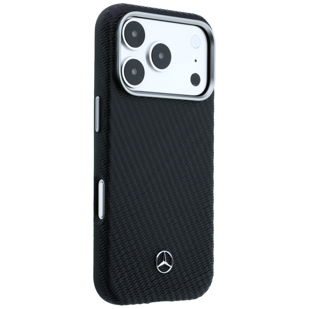 Kryt Mercedes Leather Semi Wrap Wood Effect MagSafe Apple iPhone 17 Pro black