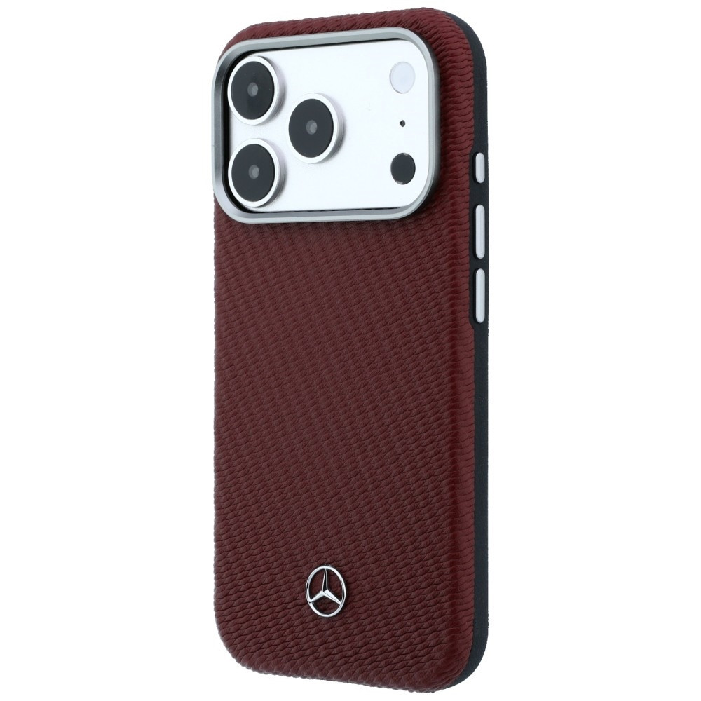 Kryt Mercedes Leather Semi Wrap Wood Effect MagSafe Apple iPhone 17 Pro Max red