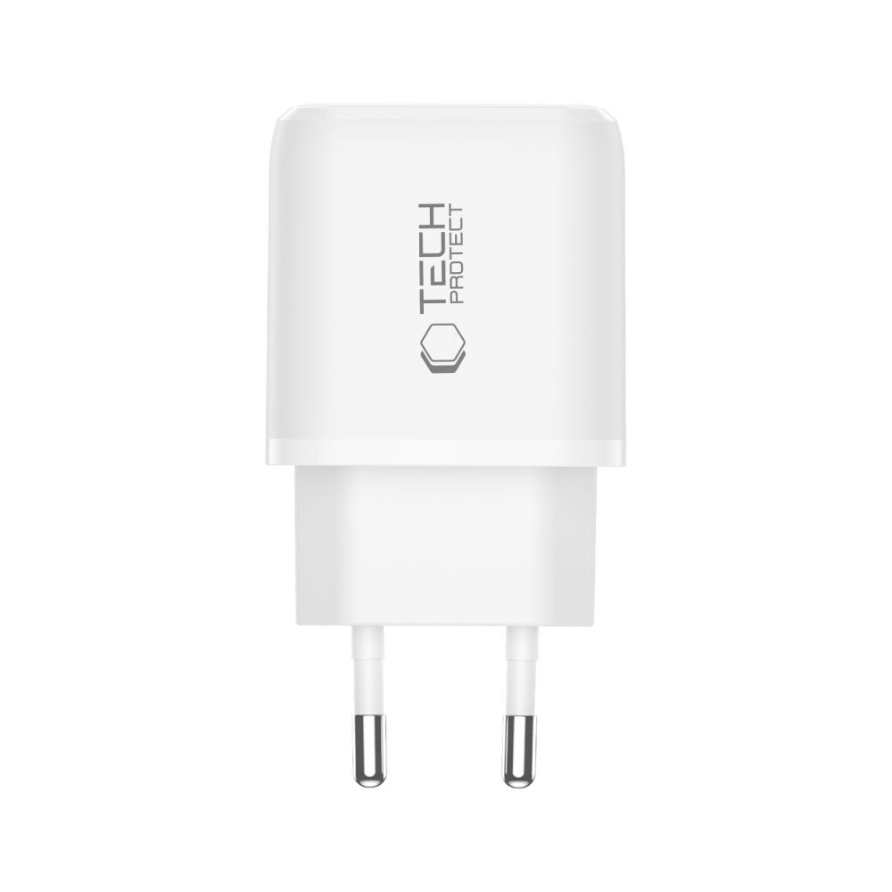 Síťová nabíječka Tech-Protect NCA65W-GAN USB-A, USB-C Network Charger PD 65W / QC3.0 White