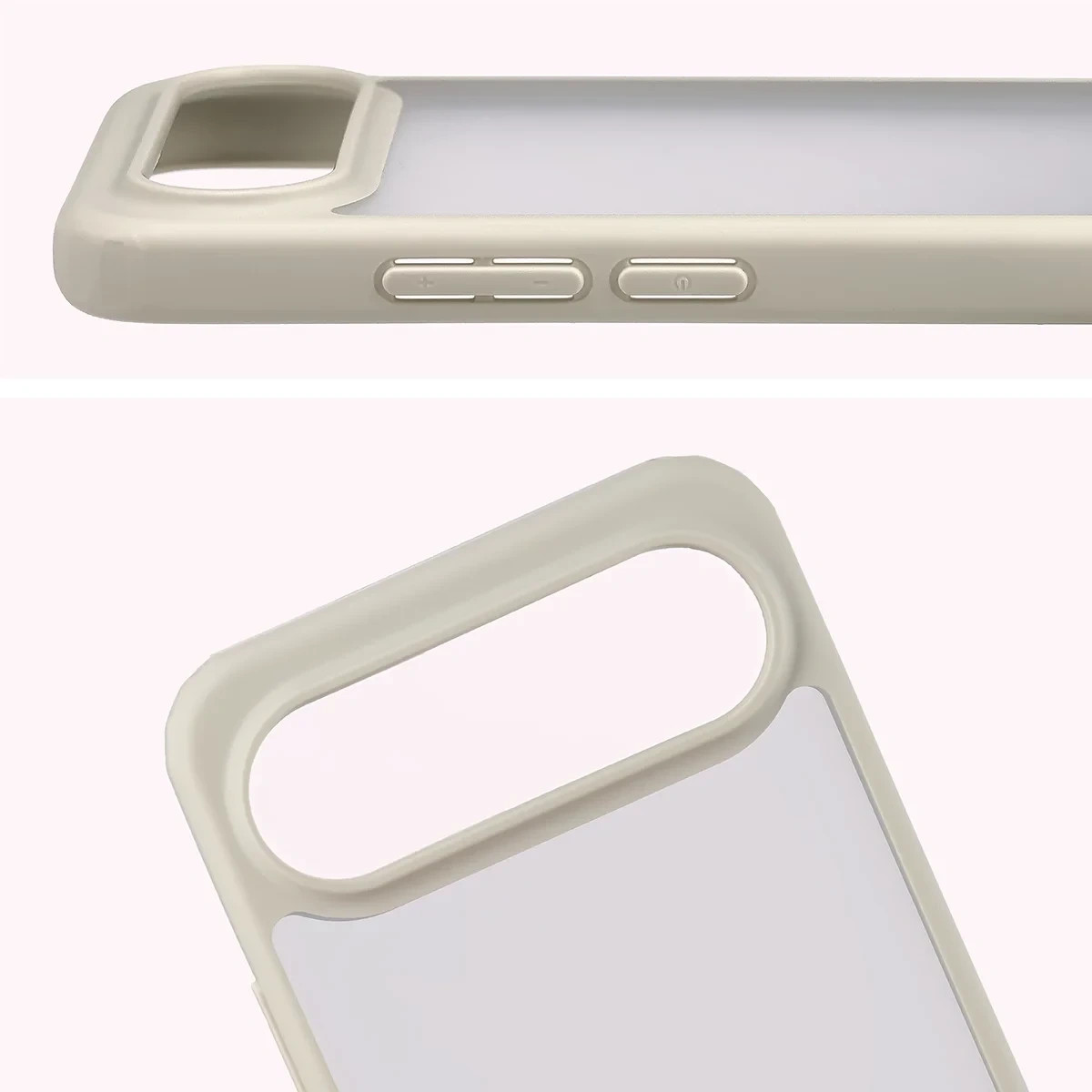 Kryt Bizon Case Angelo Vivo X300 FE, semi-transparent with a beige frame