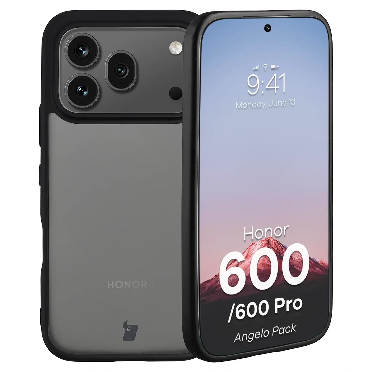 Kryt Bizon Angelo Pack Honor 600 5G / 600 Pro 5G, smoked with a black frame
