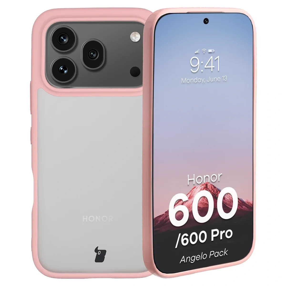 Kryt Bizon Angelo Pack Honor 600 5G / 600 Pro 5G, semi-transparent with a light pink frame