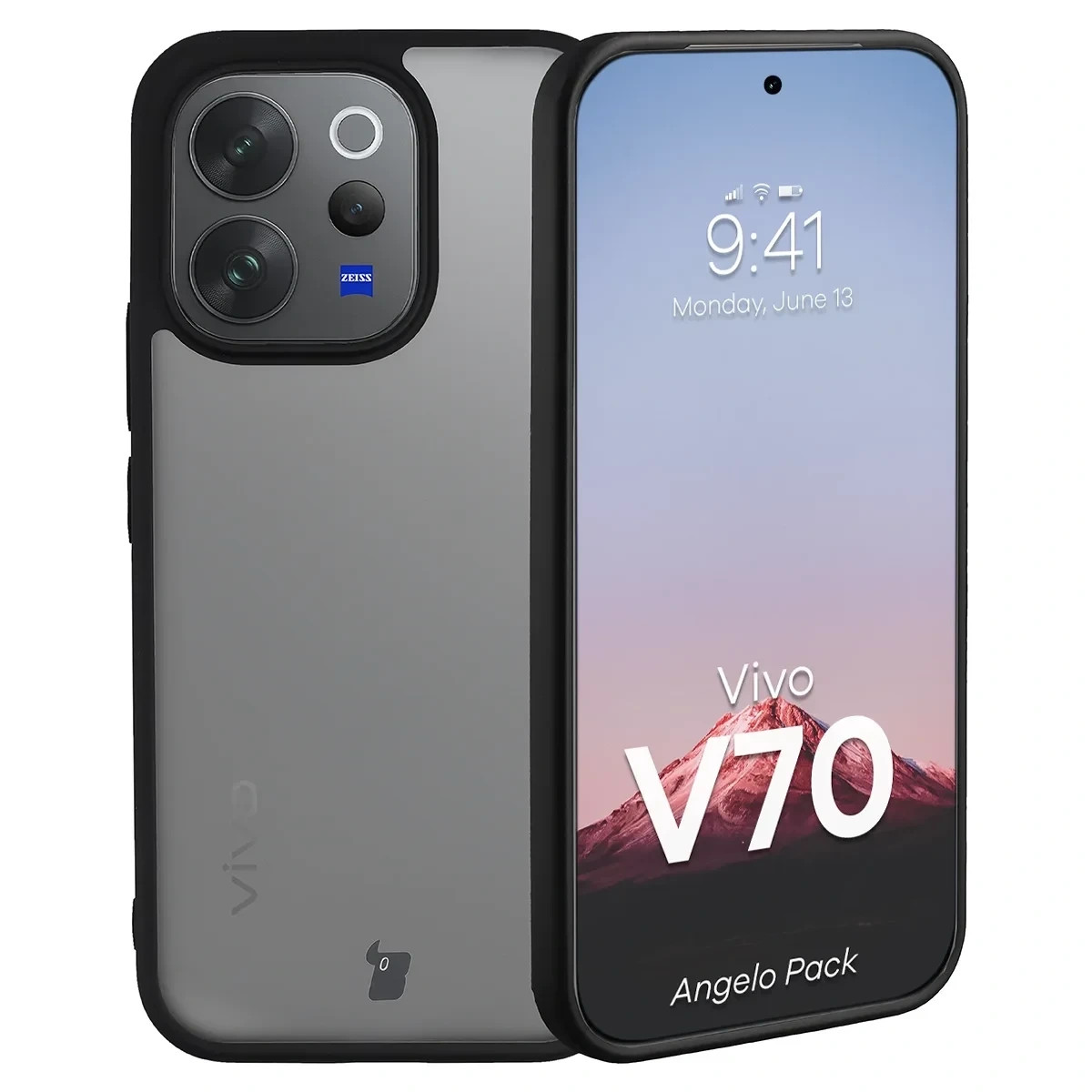 Kryt Bizon Angelo Pack Vivo V70 5G, smoked with a black frame