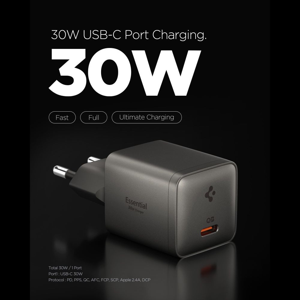 Síťová nabíječka Spigen EE301EU-GAN Essential USB-C Network Charger 30W Gunmetal