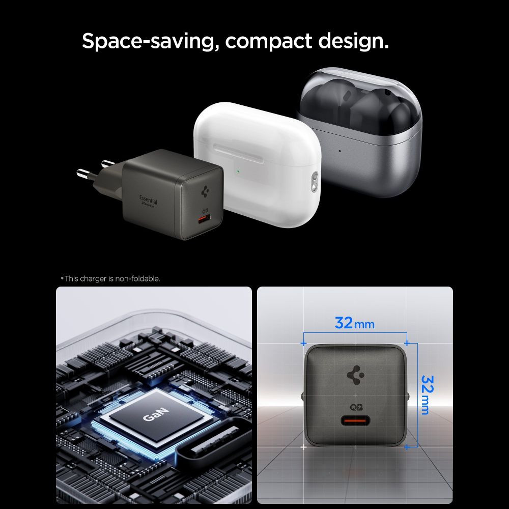 Síťová nabíječka Spigen EE301EU-GAN Essential USB-C Network Charger 30W Gunmetal