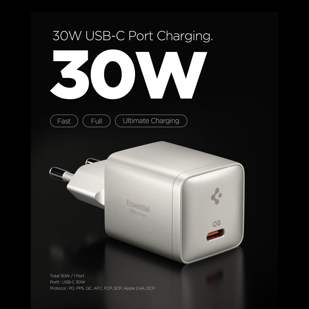 Síťová nabíječka Spigen EE301EU-GAN Essential USB-C Network Charger 30W Natural Titanium