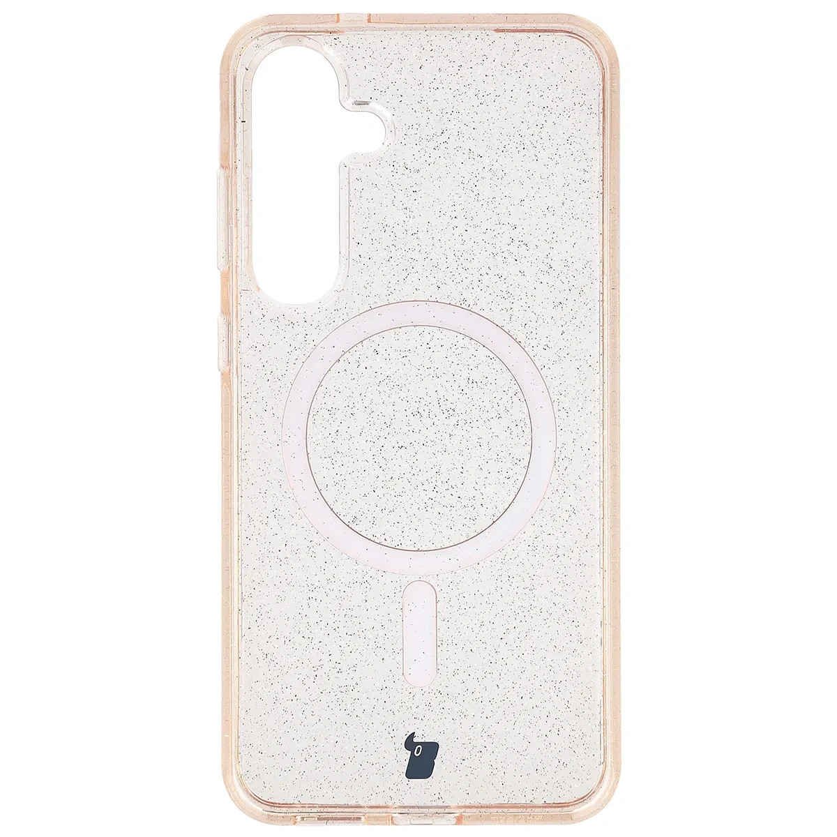 Kryt Bizon Case SparklO Magnetic Samsung Galaxy S25+ Plus / S24+ Plus, transparent light orange with glitter
