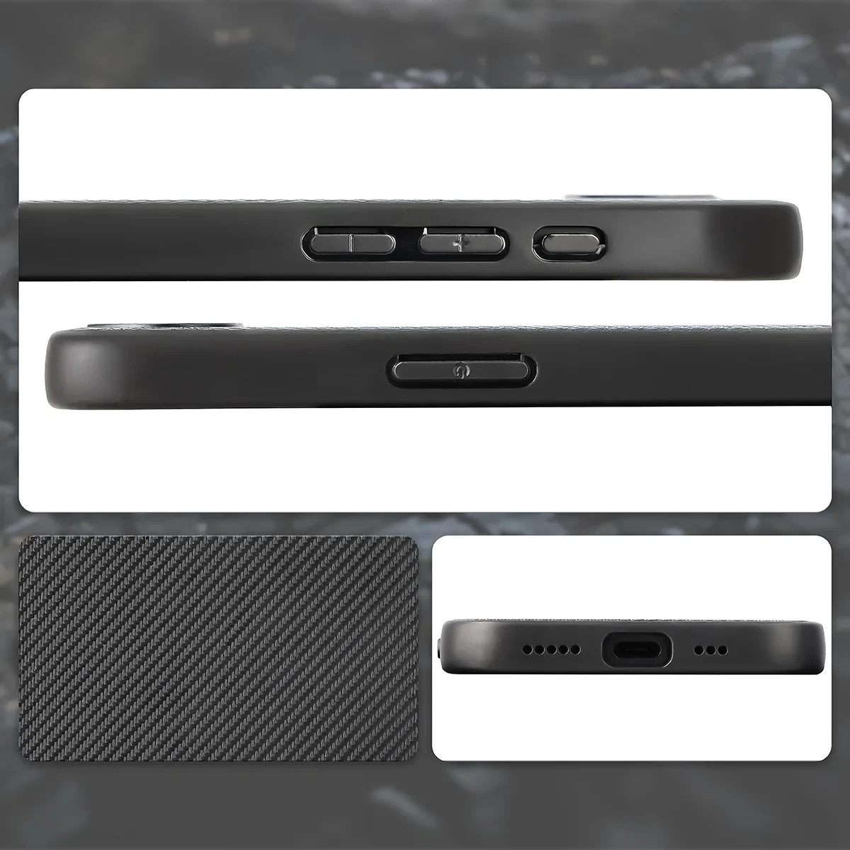 Kryt Bizon Case CarbO Magnetic Apple iPhone 17e / 16e, black