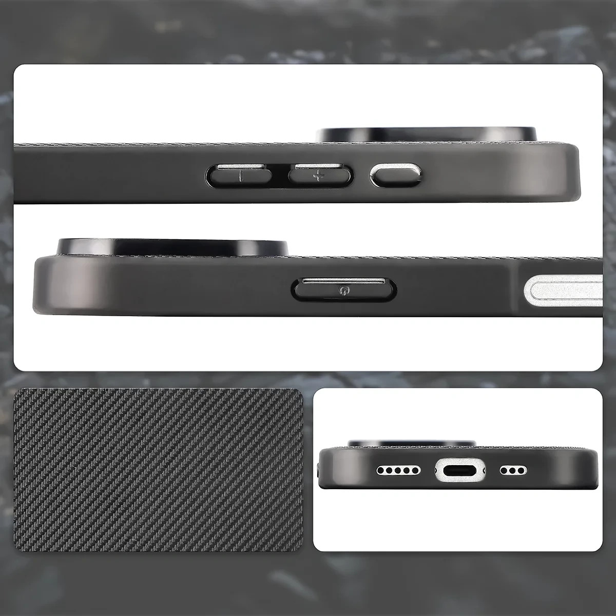 Kryt Bizon Case CarbO Magnetic Apple iPhone 16 Pro, black