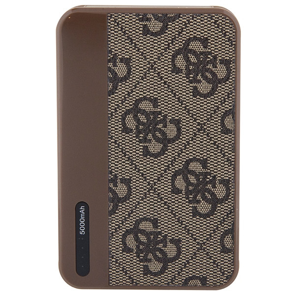 Powerbank Guess GUPB5LP4GEGW 5000mAh 15W 4G Leather Metal Logo brown