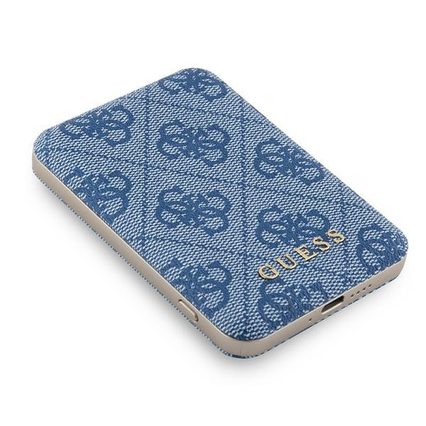 Induction Powerbank Guess GUPB5FP4EMGB 5000mAh 15W 4G Leather Metal Logo MagSafe blue