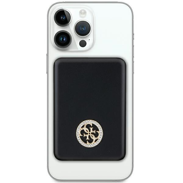 Kryt Induction Powerbank Guess GUPBM5AL4DMK 5000mAh 15W MagSafe 4G Strassed Metal Logo black