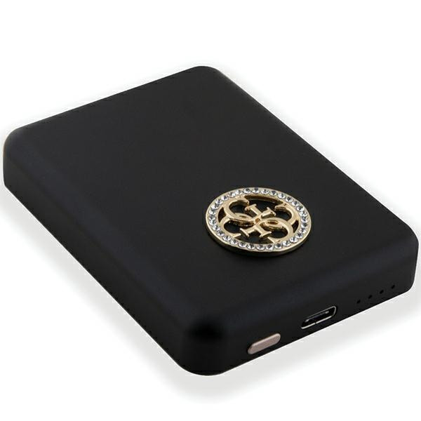Induction Powerbank Guess GUPBM5AL4DMK 5000mAh 15W MagSafe 4G Strassed Metal Logo black