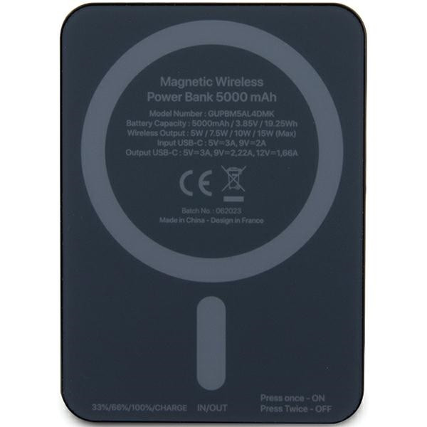 Induction Powerbank Guess GUPBM5ALGSGK 5000mAh 15W MagSafe Metal Script Logo black