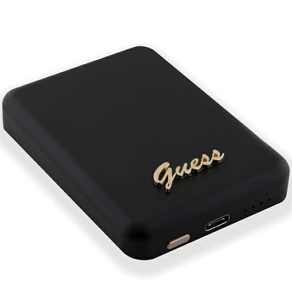 Induction Powerbank Guess GUPBM5ALGSGK 5000mAh 15W MagSafe Metal Script Logo black