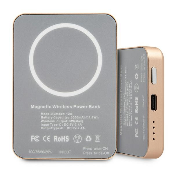 Induction Powerbank Guess GUPBMyScreenVSLG 3000mAh 5W MagSafe gold