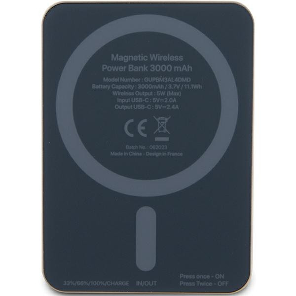 Induction Powerbank Guess GUPBM3AL4DMD 3000mAh 5W MagSafe 4G Strassed Metal Logo gold