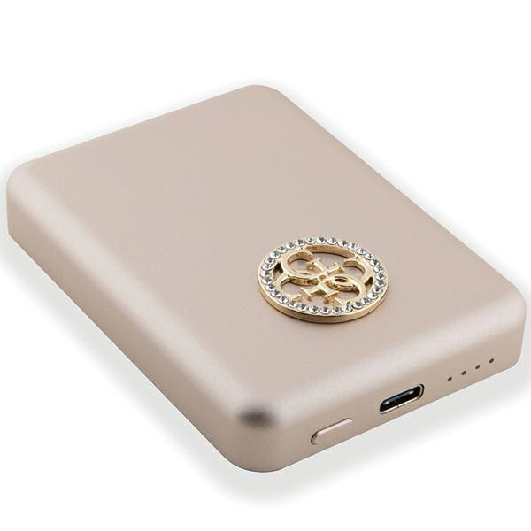 Induction Powerbank Guess GUPBM3AL4DMD 3000mAh 5W MagSafe 4G Strassed Metal Logo gold
