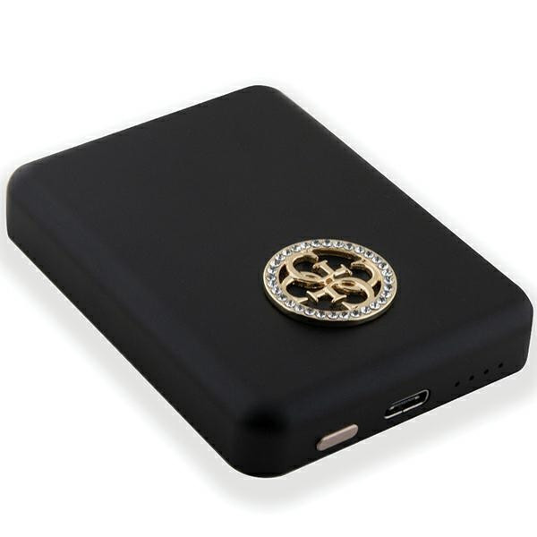 Induction Powerbank Guess GUPBM3AL4DMK 3000mAh 5W MagSafe 4G Strassed Metal Logo black