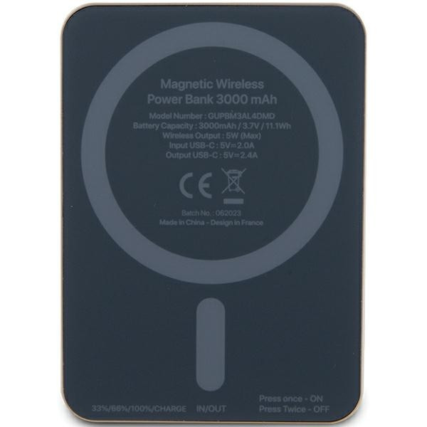 Induction Powerbank Guess GUPBM3ALGSGD 3000mAh 5W MagSafe Metal Script Logo gold